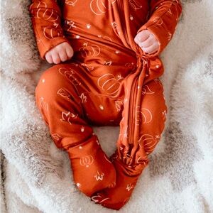 Orange Pumpkin Footies with Hat